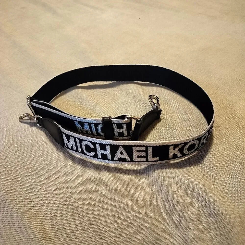 Michael Kors Jet Set Travel 40MM Logo Webbing Strap Black Silver